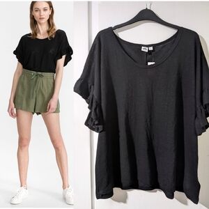 GAP | Short Sleeve Linen Tee In True Black